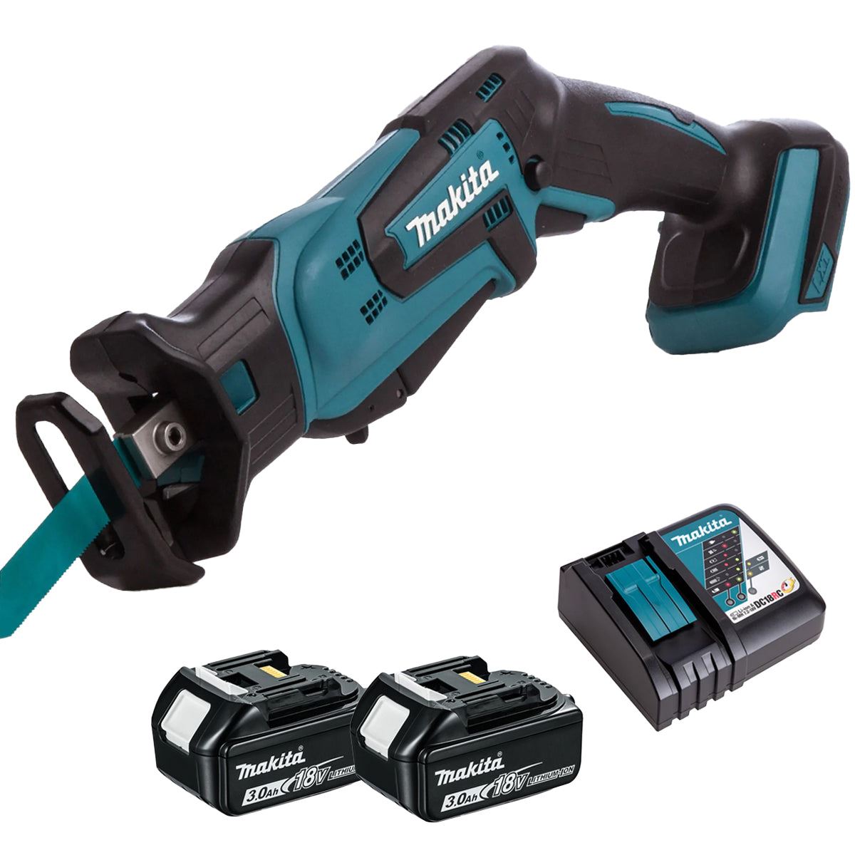 Makita DJR185Z 18V Reciprocating Saw with 2 x 3.0Ah Battery & Charger