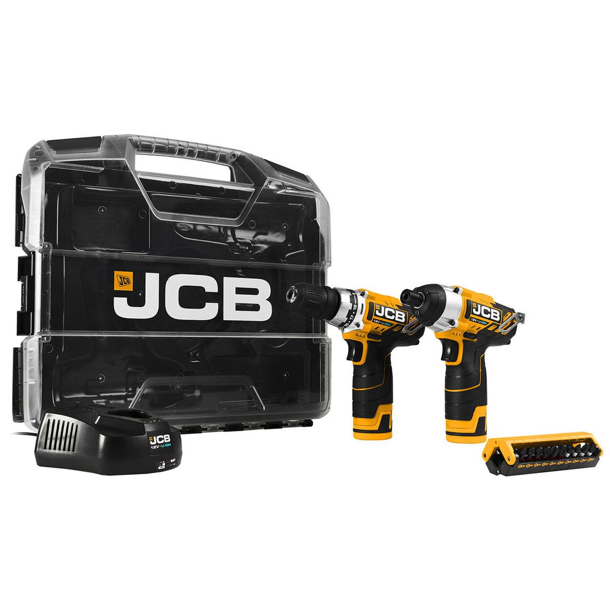 JCB 21-12TPK-WB-2 12V Cordless Combi Drill and Impact Driver Twinpack with 2 x 2.0Ah Batteries & Charger in W-Boxx