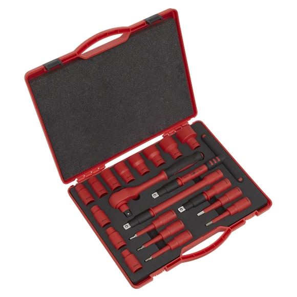 Sealey AK7941 VDE Insulated Socket Set 20pc 1/2in Sq Dr Walldrive