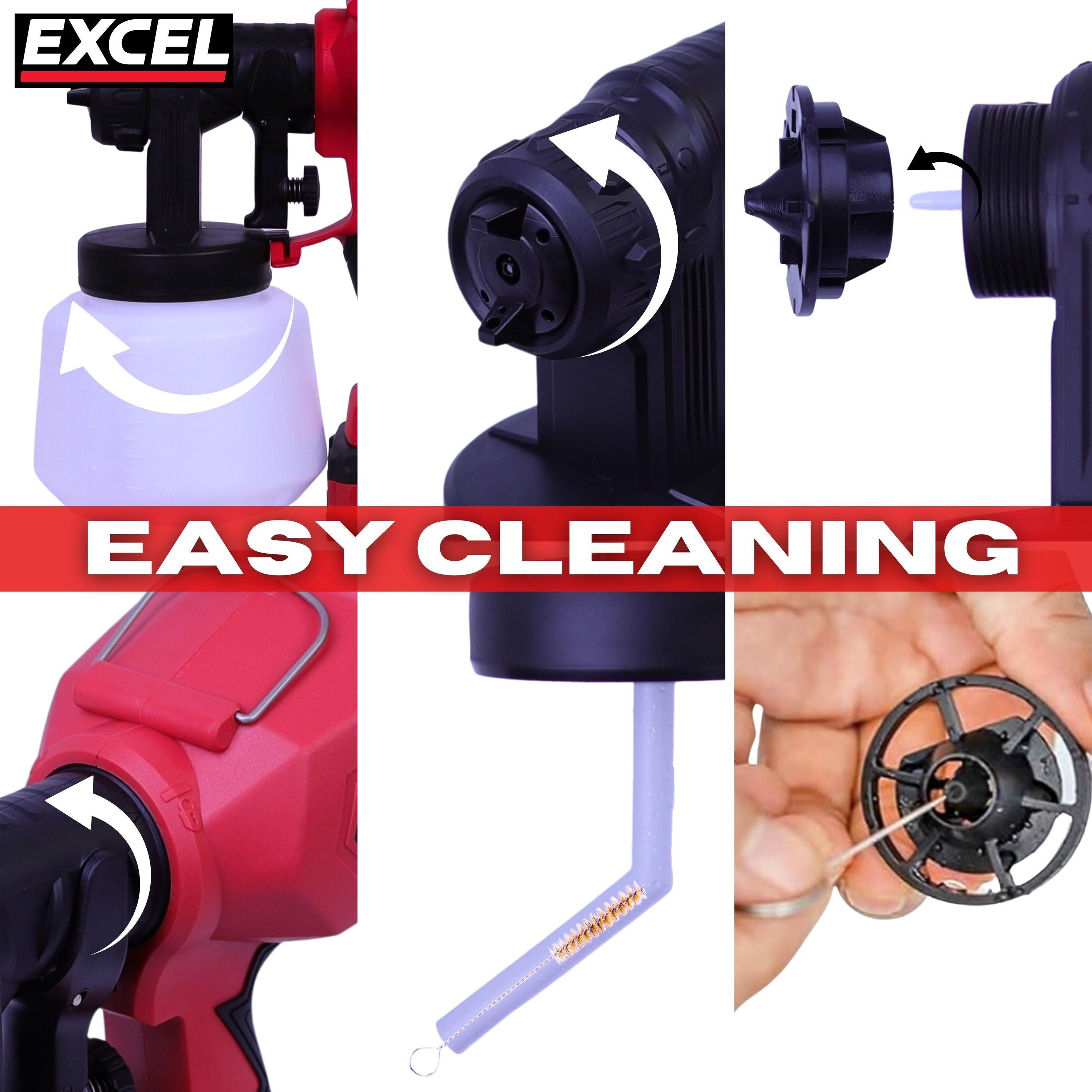Excel 18V Cordless 1000ml Spray Gun with 1 x 2.0Ah Battery & Charger
