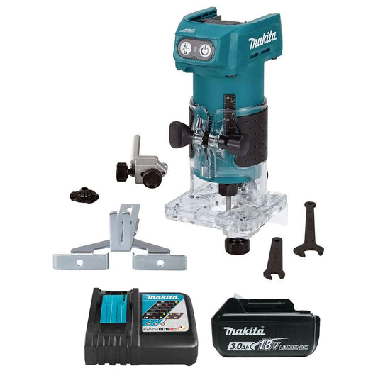 Makita DRT52Z 18V LXT Brushless 1/4" Router Trimmer with 1 x 3.0Ah Battery & Charger