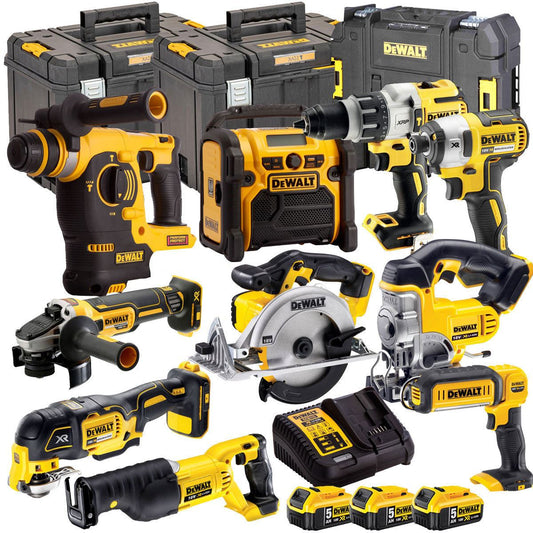 Dewalt 18V 10 Piece Cordless Power Tool Kit with 3 x 5.0Ah Batteries T4TKIT-831