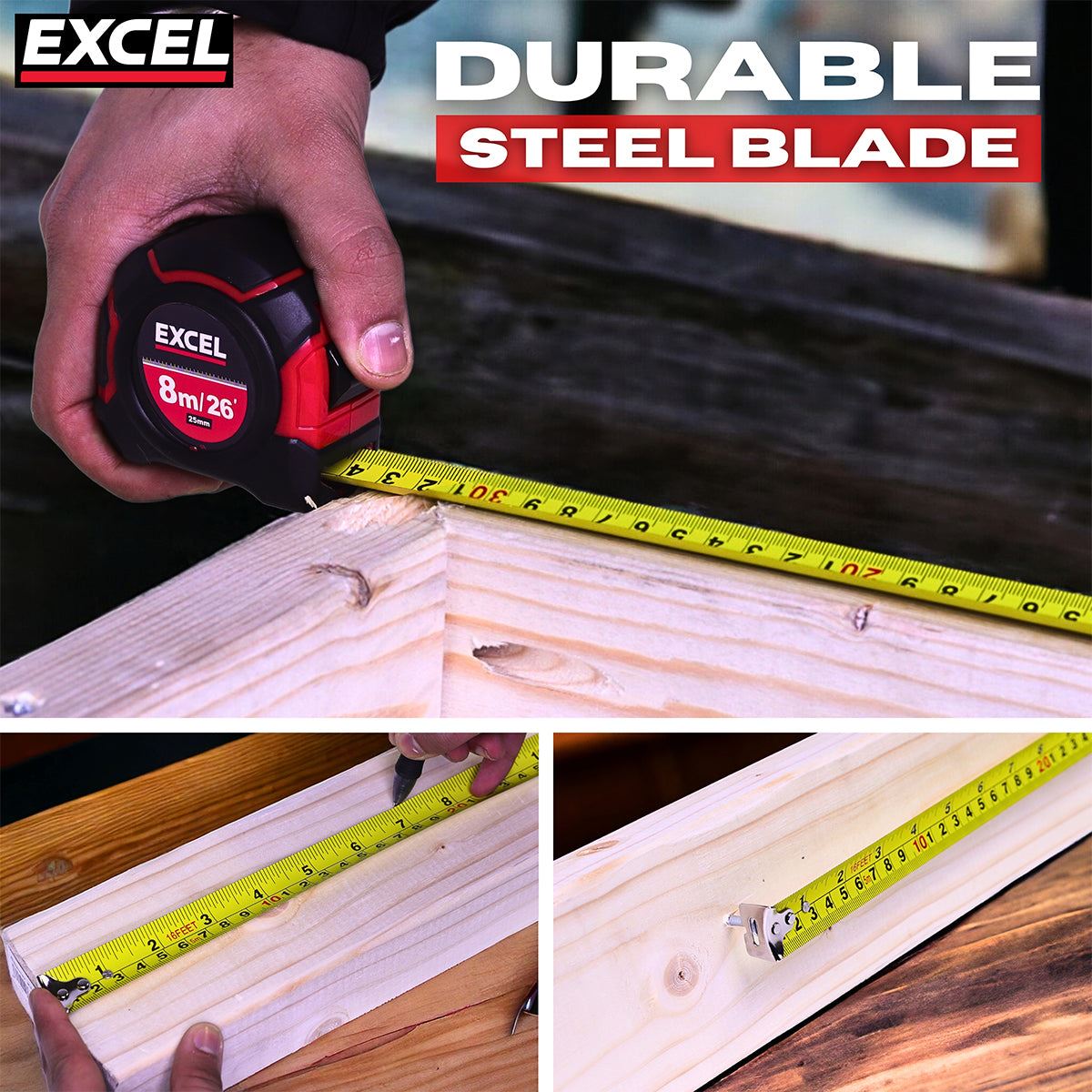 Excel Tape Measure 8m/26ft CR-8G79X Pack of 10