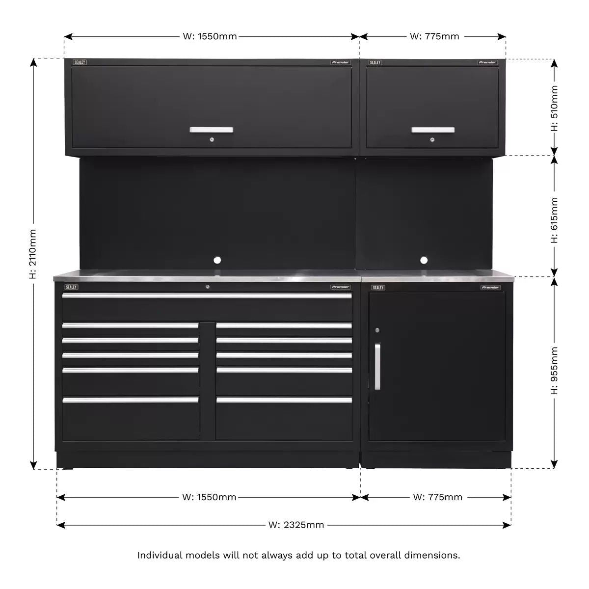 Sealey APMSCOMBO4SS Premier 2.3m Storage System Stainless Worktop