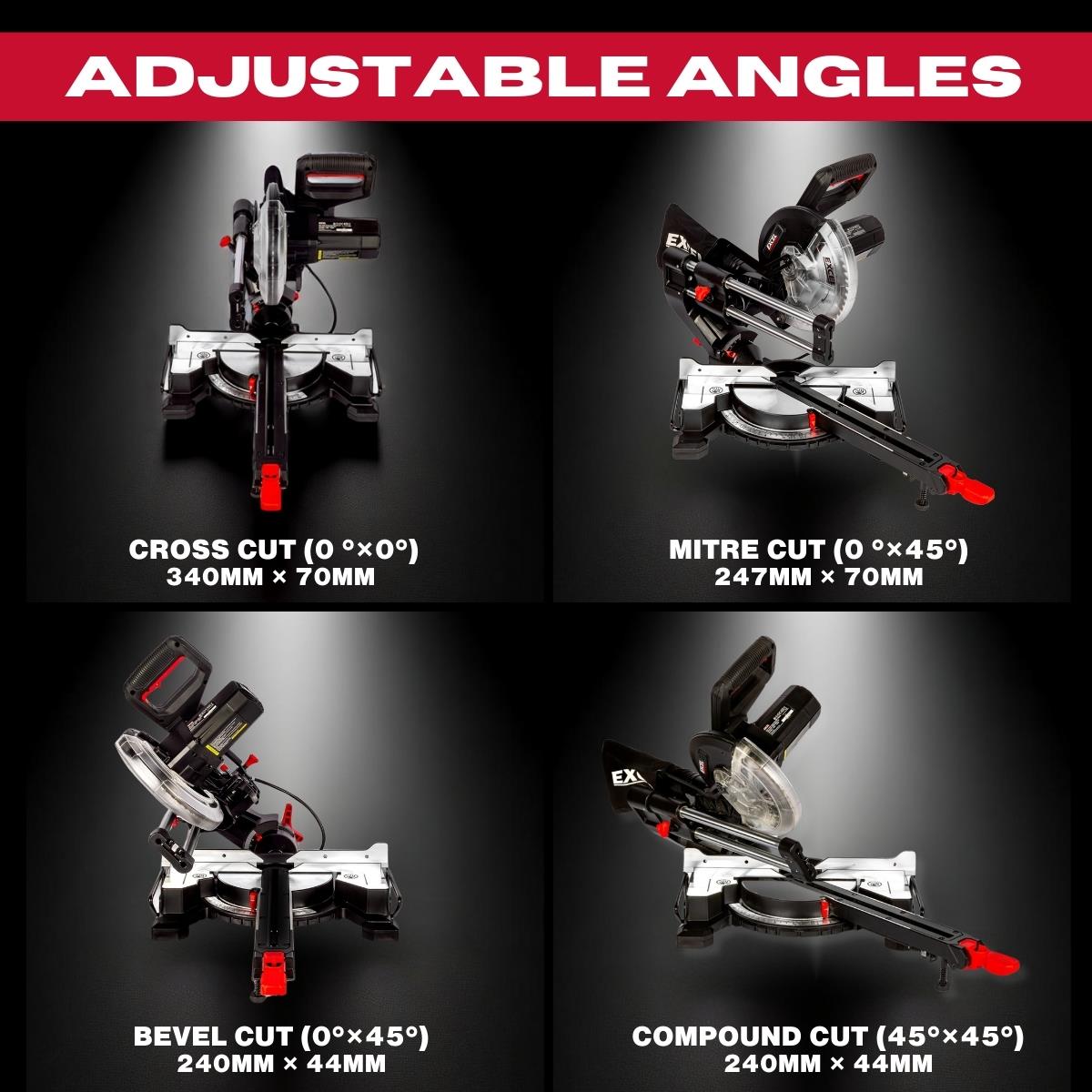 Excel 216mm Sliding Mitre Saw with LED Light & 48T Blade 240V/1700W Item Condition Damaged Box