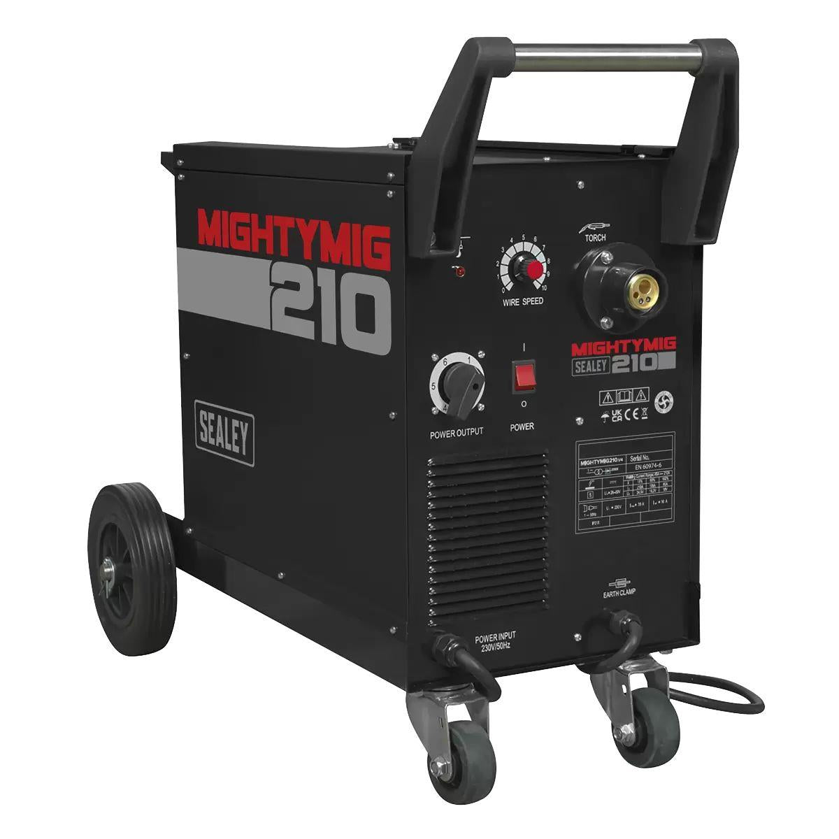 Sealey MIGHTYMIG210 210A Professional Gas/No-Gas MIG Welder with Euro Torch 230V