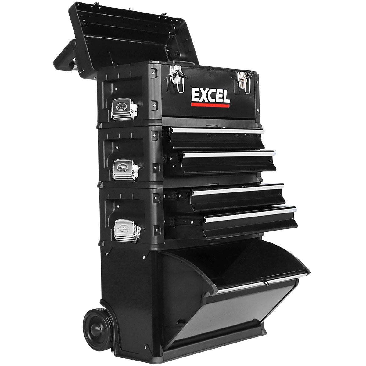 Excel Mobile Cabinet Tool Storage Box 4 Drawer Garage Tool Chest with Wheel Item Condition Box Opened Never Used