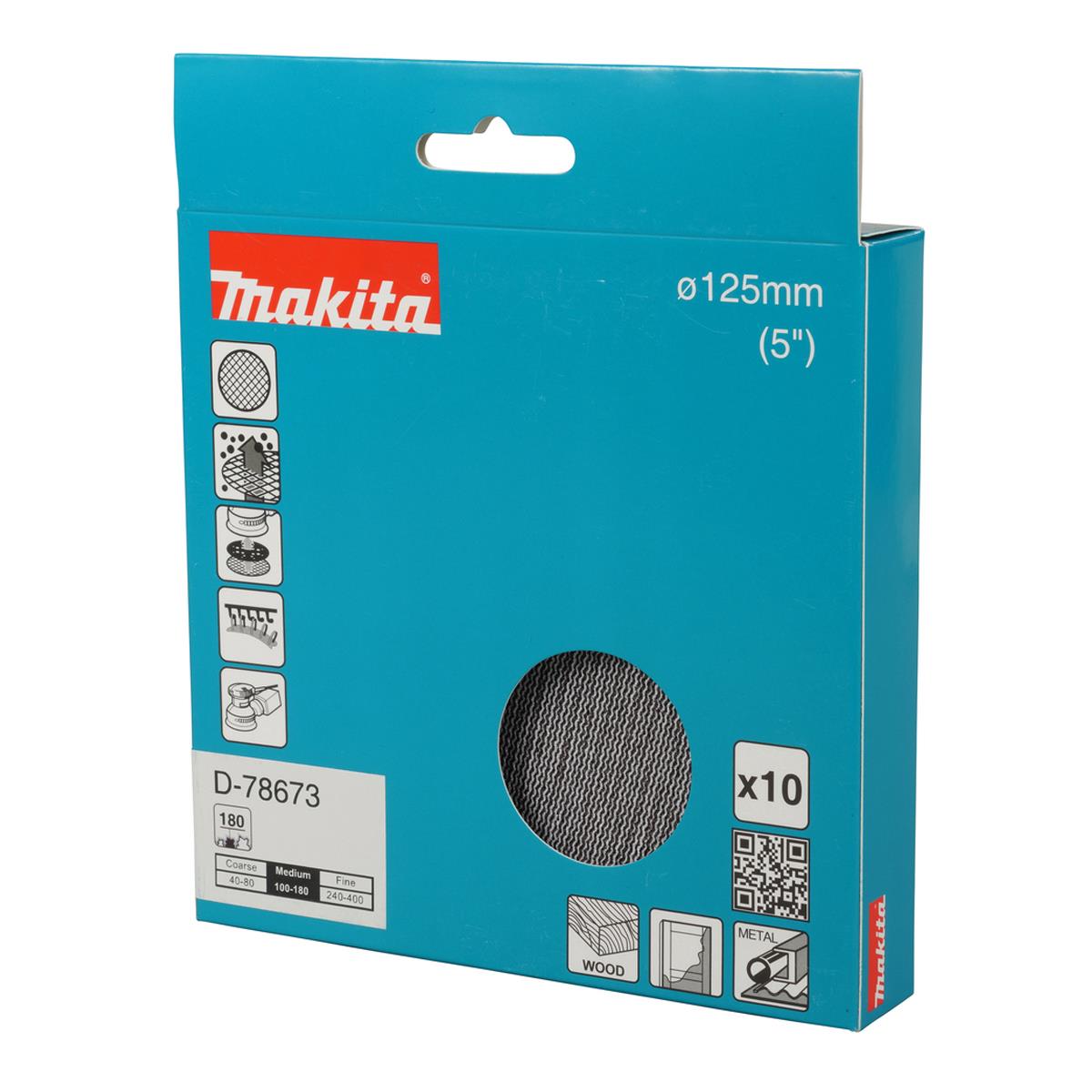 Makita D-78673 Net Sanding Disc 125mm A180 - Pack of 10