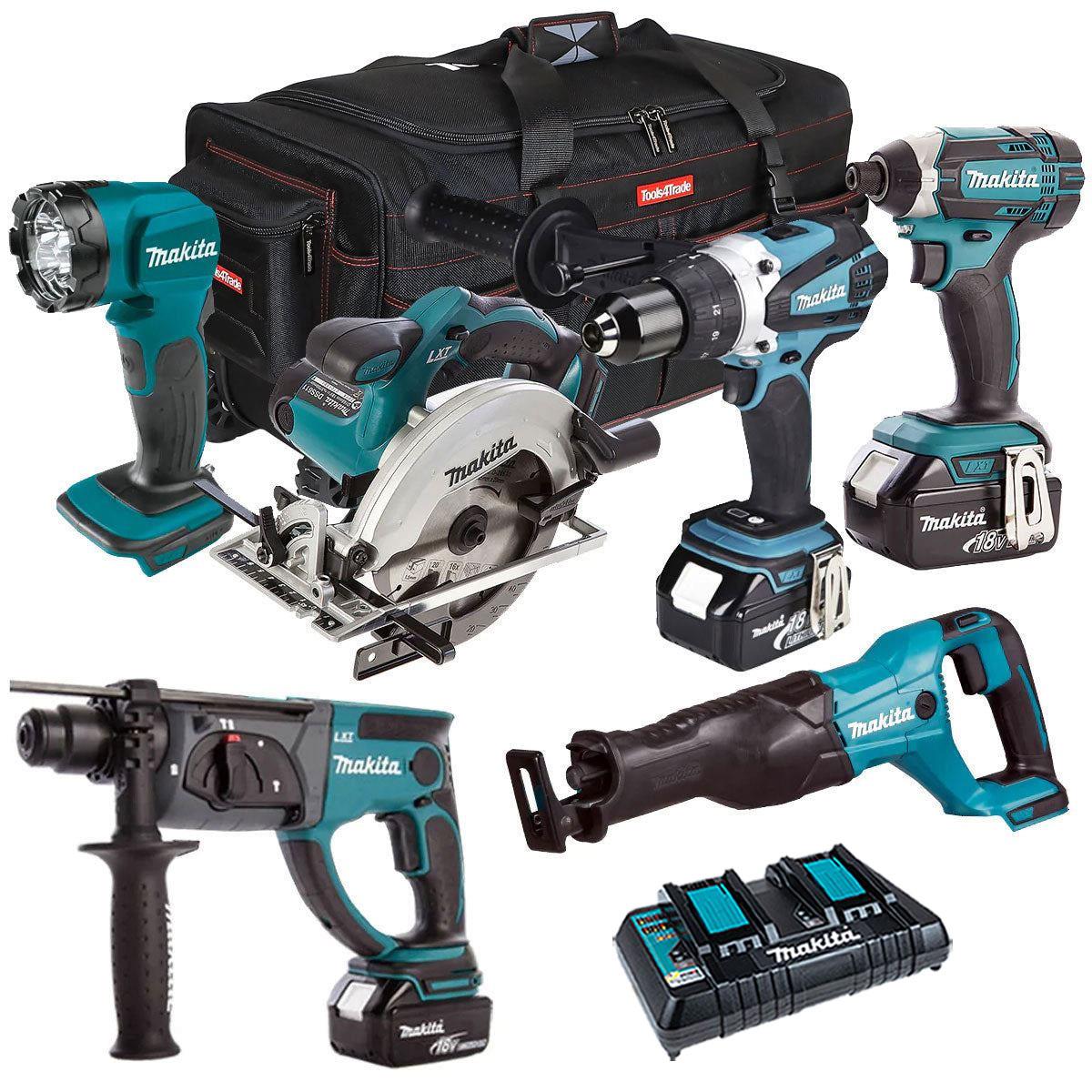 Makita 18V 6 Piece Tool Kit 3 x 5.0Ah Batteries & Charger T4TKIT-4304