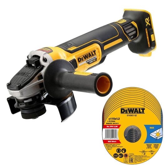 Dewalt DCG405N 18V XR Brushless 125mm Angle Grinder Body with 10 Piece Disc