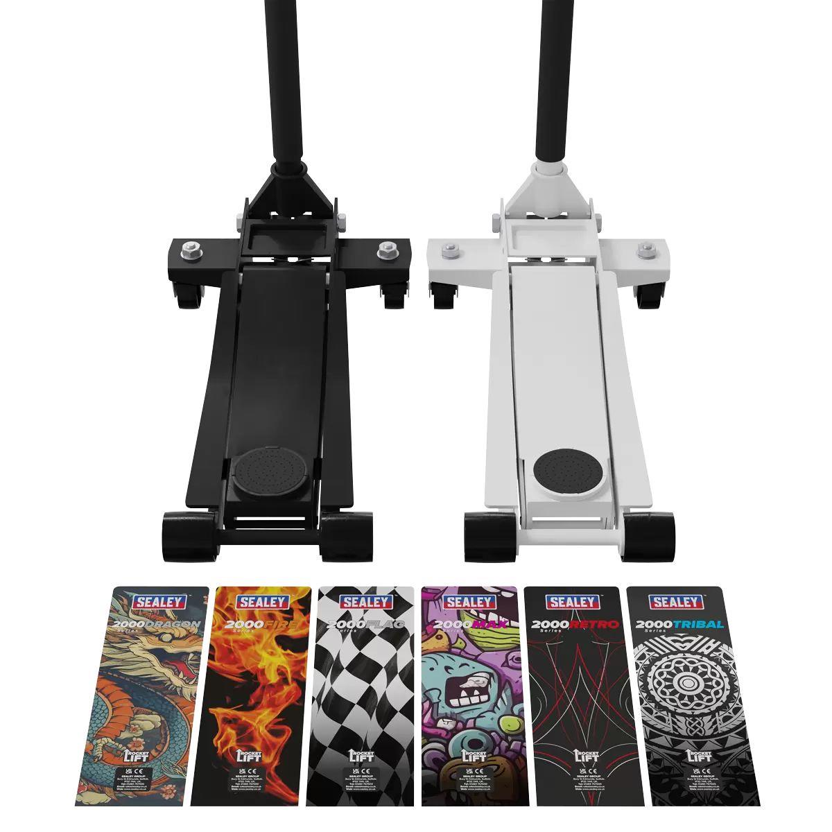 Sealey 2000CB Low Profile Custom Design Trolley Jack with Rocket Lift 2 Tonne Black