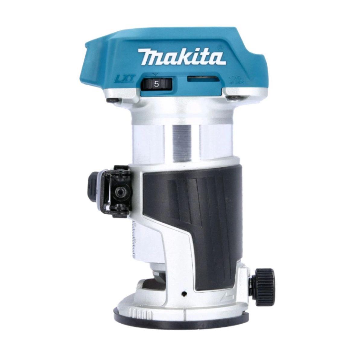 Makita DRT50RTJX2 Router Trimmer 18V LXT Cordless Brushless 6/8mm Collet Capacity 800W With 2 x 5.0Ah Batteries, Charger & Case
