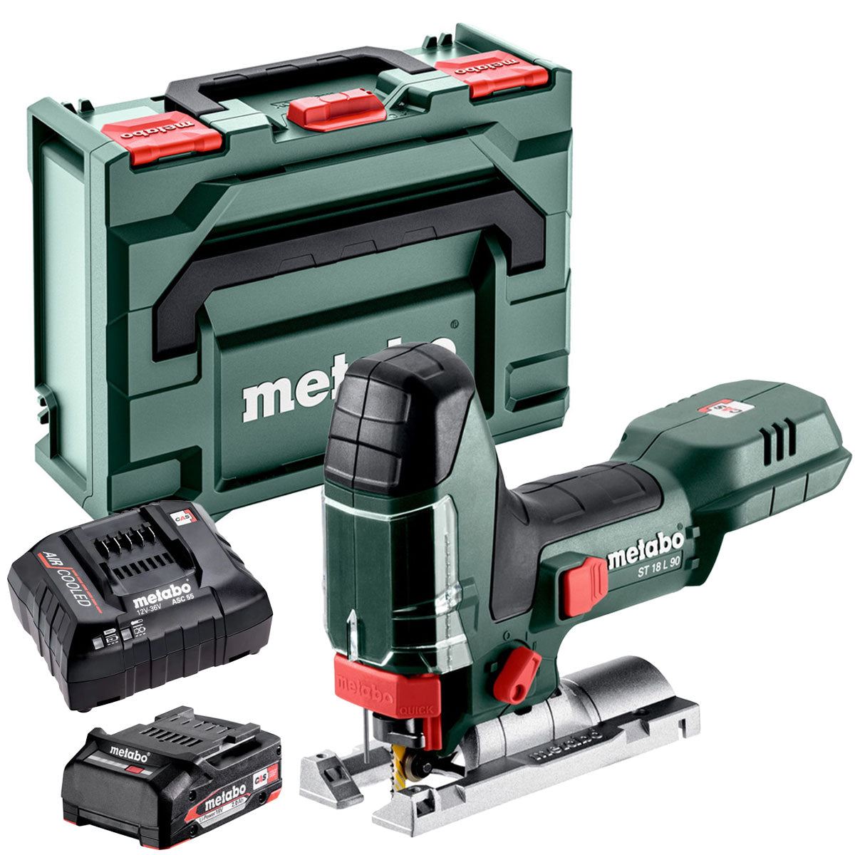 Metabo ST 18 L 90 18V Body Grip Jigsaw with 1 x 2.0Ah Battery Charger & Metabox