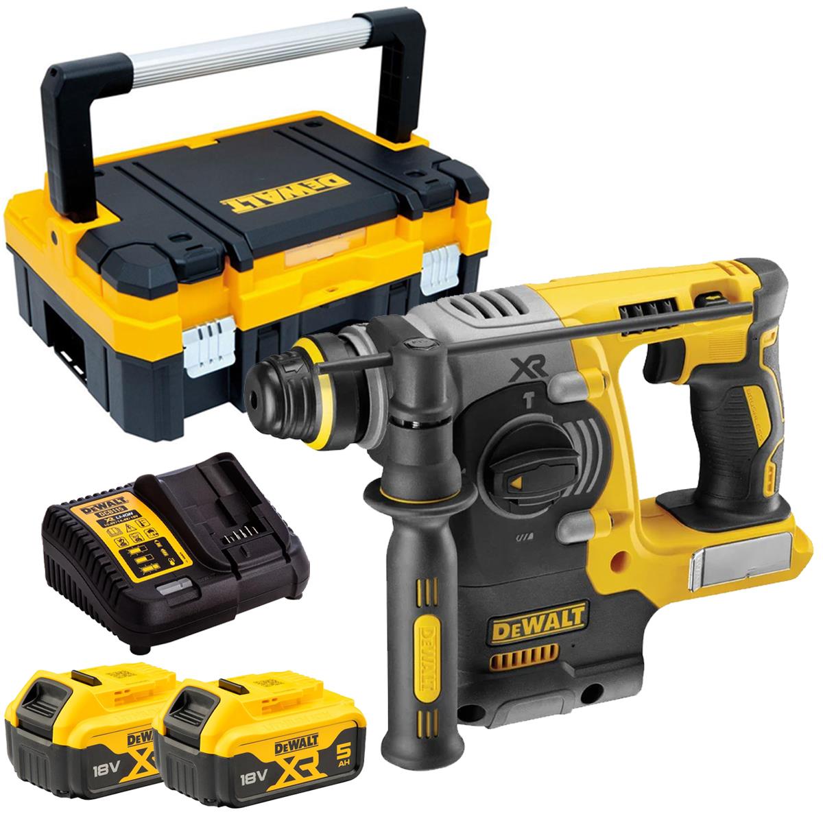 Dewalt DCH273N 18V Brushless SDS+ Rotary Hammer Drill With 2 x 5.0Ah Battery Charger & Organiser Box
