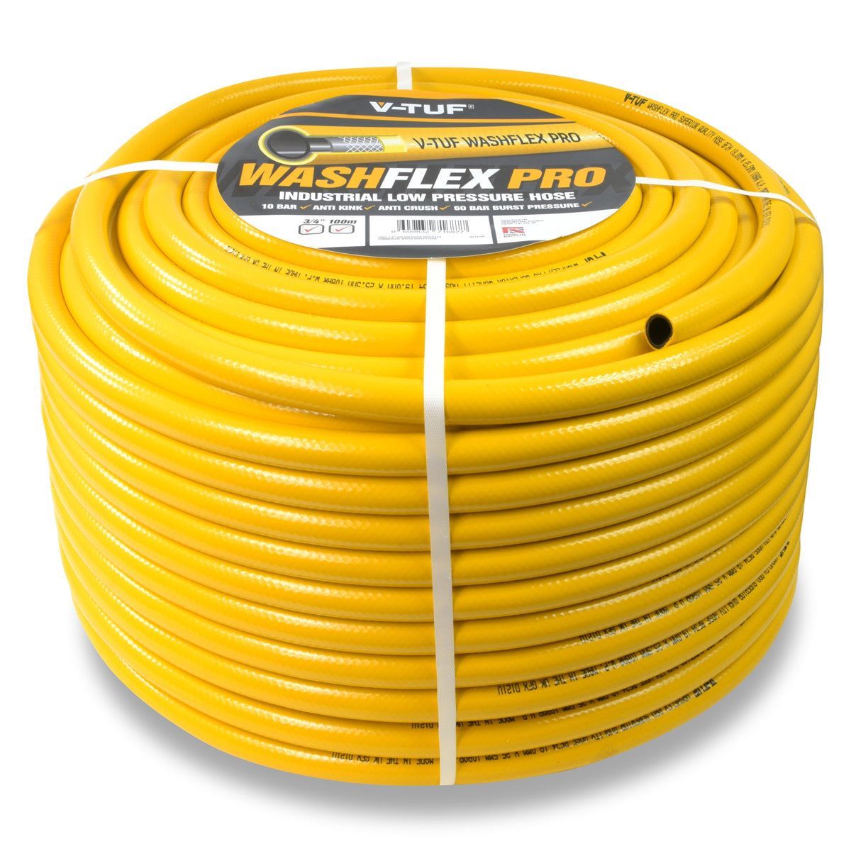 V-TUF BF34100 100m 3/4 Inch Washflex Pro Low-Pressure Water Supply Hose for Reliable Performance
