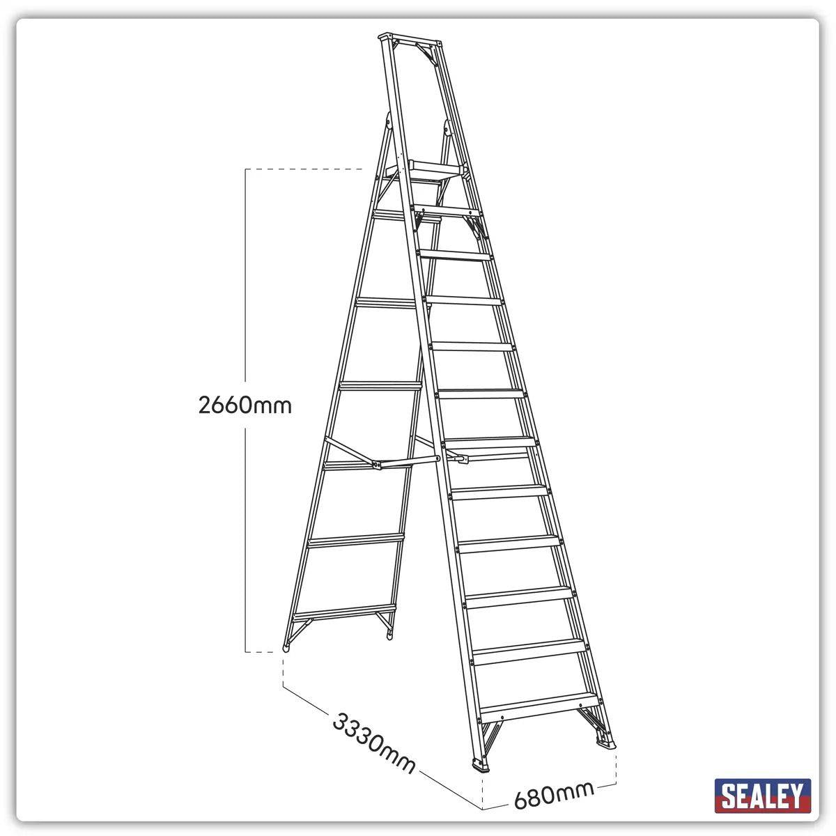 Sealey AXL12 Aluminium Step Ladder 12-Tread
