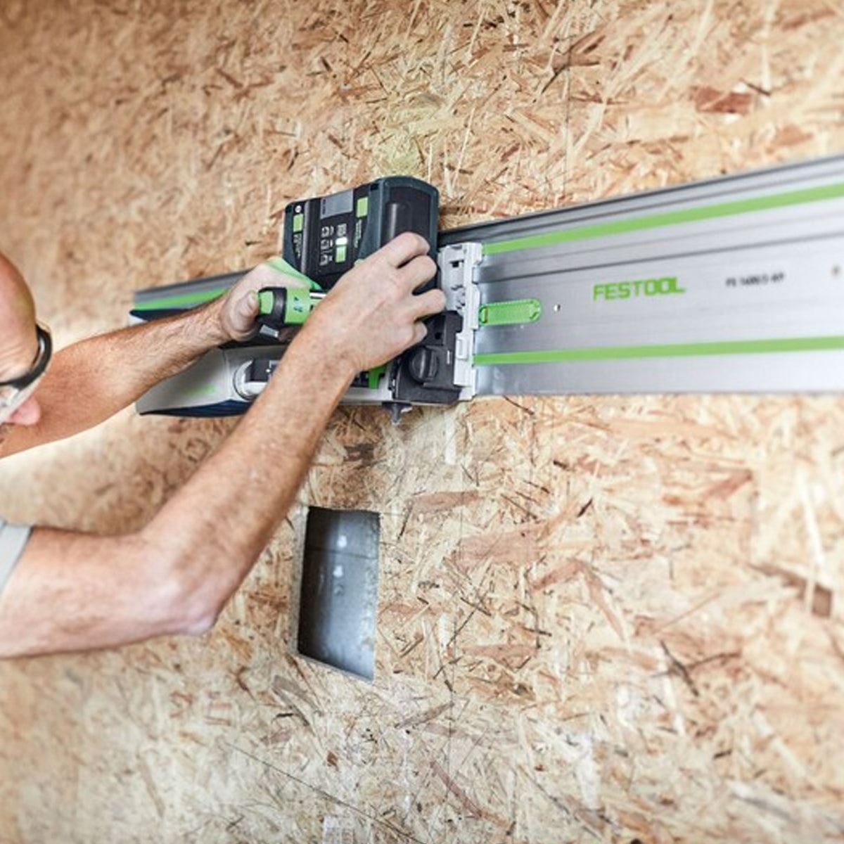 Festool FS 1400/2-KP 1400mm Guide Rail With Adhesive Pads For Plunge Saw - 577043 With Guide Rail Bag, Connector & Clamp