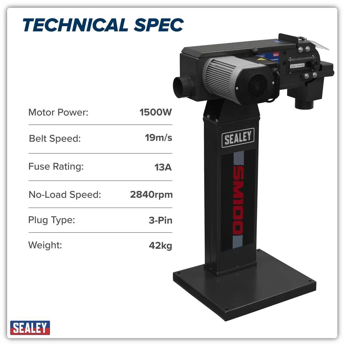 Sealey SM100 Power Belt Sander 100 x 1220mm 1500W/230V