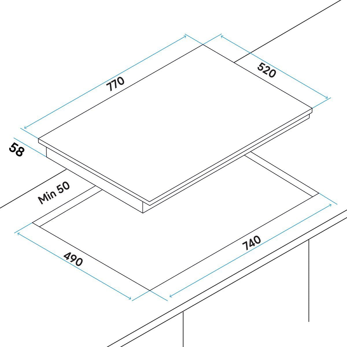 Sealey DH179 Baridi Integrated Induction Hob with 4 Cooking Zones 77cm 7200W Output
