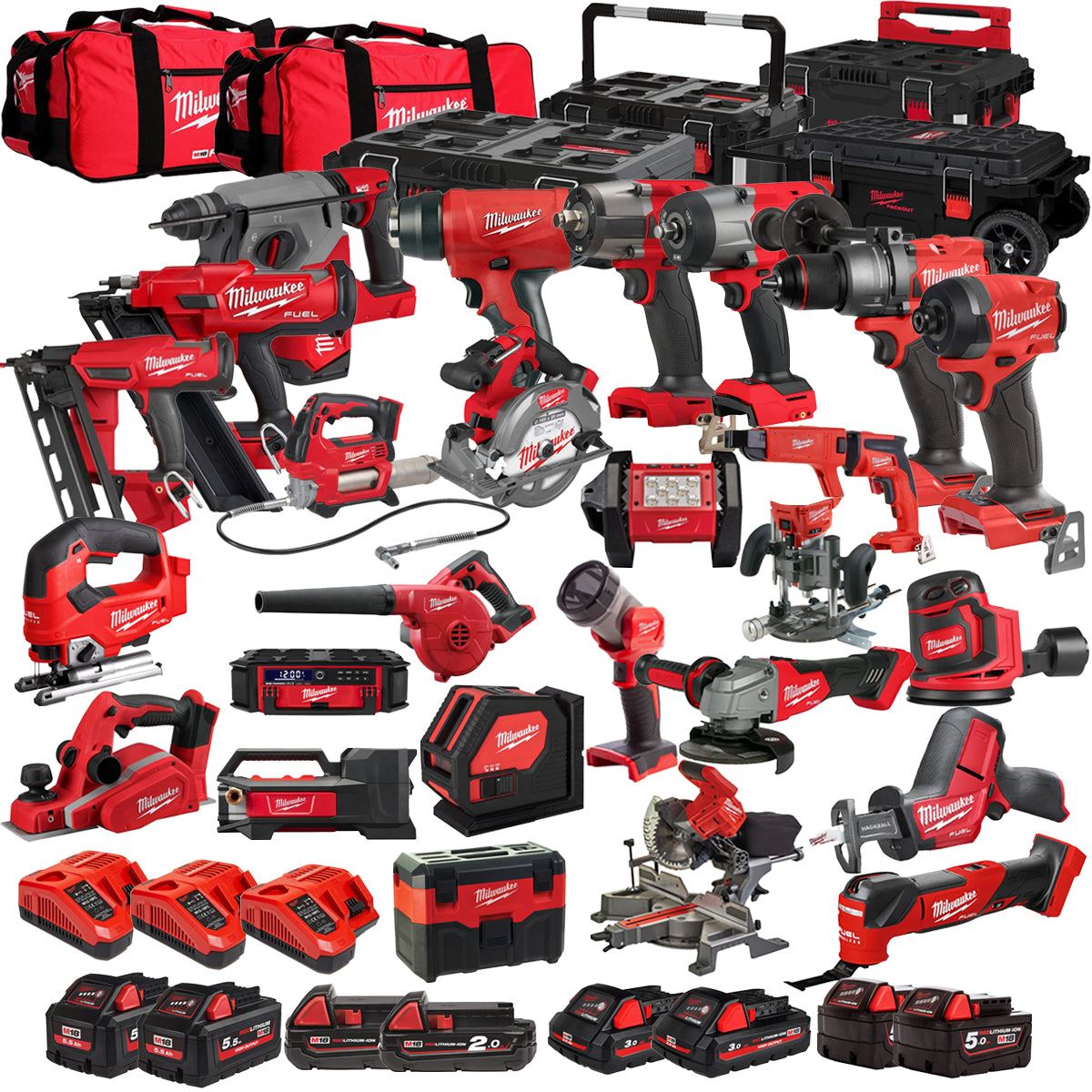 Milwaukee 18V 26 Piece Power Tool Kit with 8 x Batteries T4TKITM - 18477