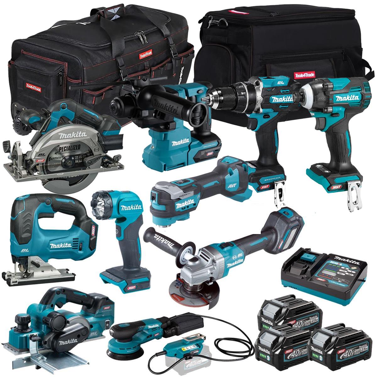 Makita 40V 10 Piece Combo Kit with 3 x 2.5Ah Batteries & Charger T4TKIT-6576