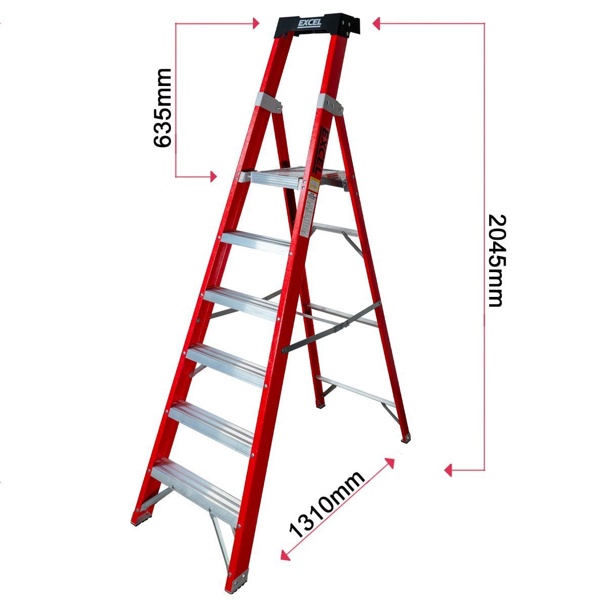Excel Electricians Fibreglass Platform Step Ladder 6 Tread 2.04m EN131 Item Condition Box Opened Never Used - Collection Only