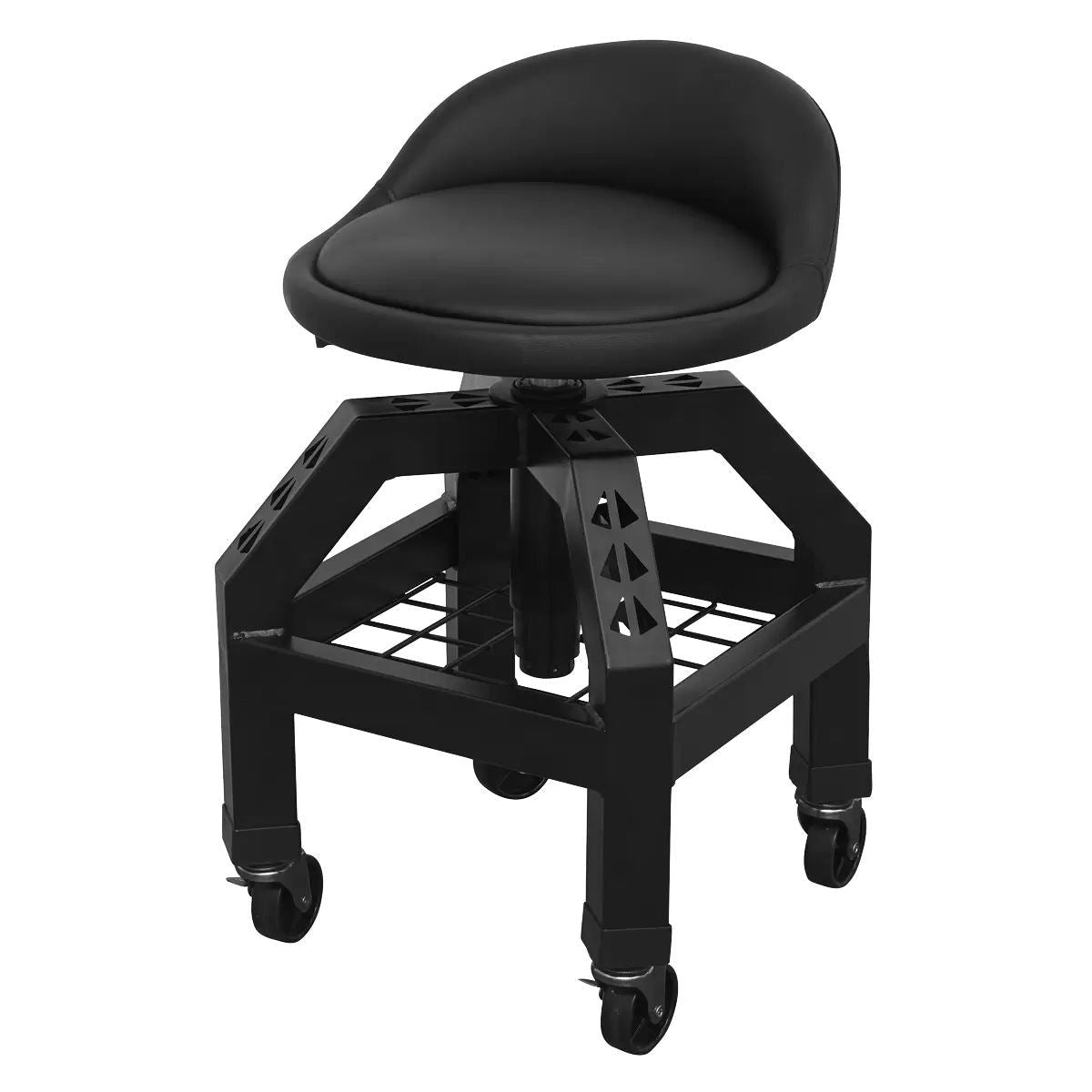 Sealey SCR03B Pneumatic Creeper Stool with Adjustable Height Swivel Seat & Back Rest