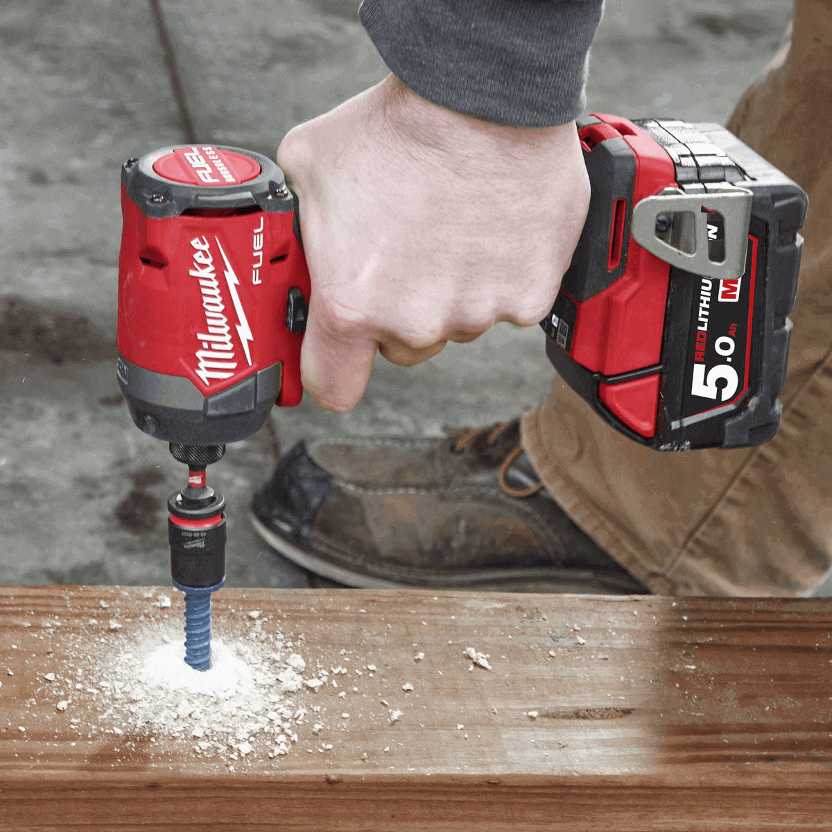 Milwaukee M18 FPP2A3-502X 18V Fuel Combi Drill + Impact Driver with 2 x 5.0Ah Battery Charger & Case 4933480876