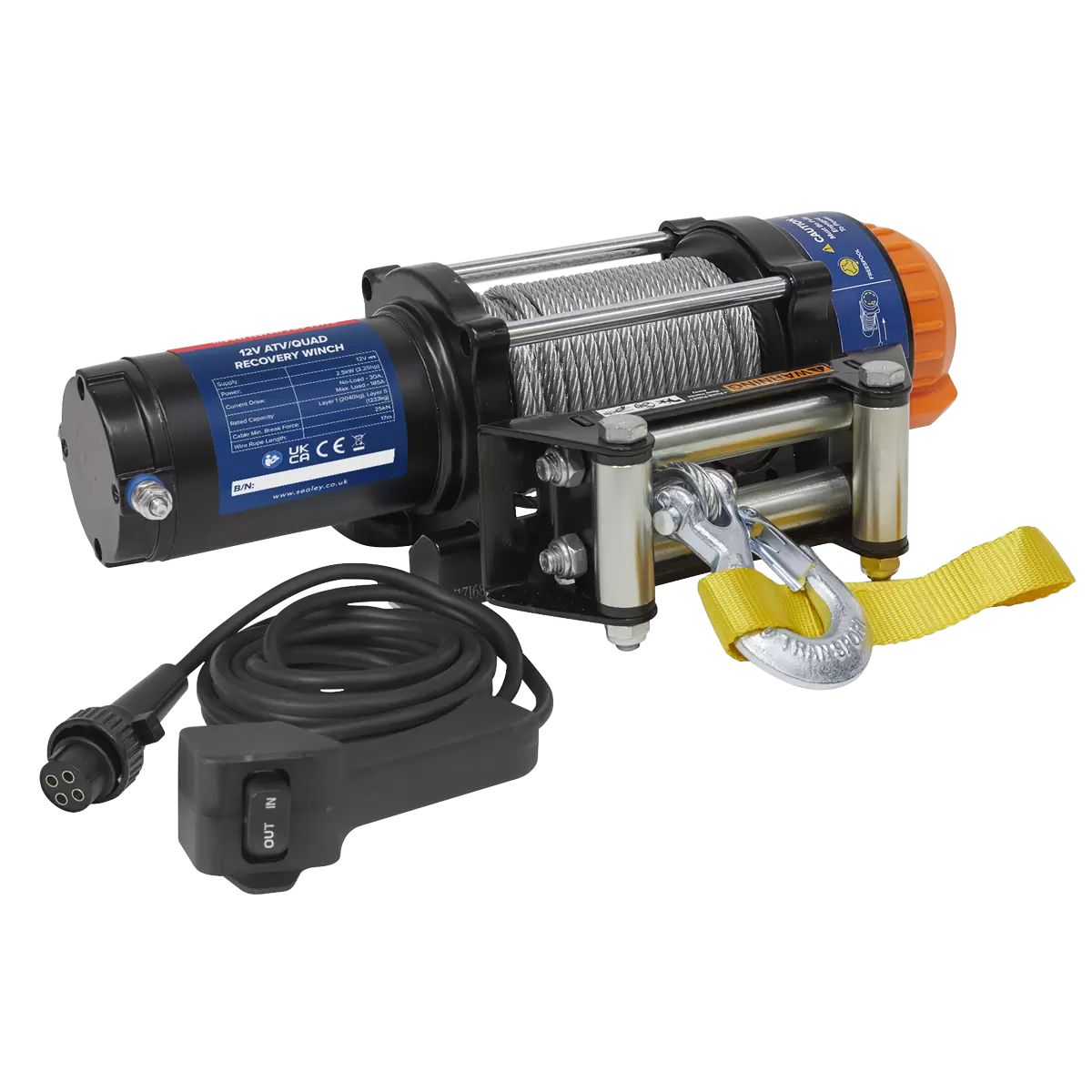 Sealey ATV2040 ATV/Quad Winch 2040kg Line Pull 12V