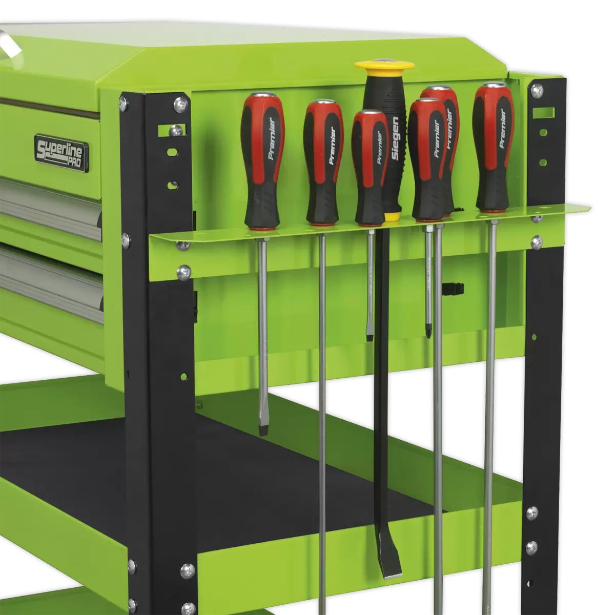 Sealey AP760MHV Heavy-Duty Mobile Tool & Parts Trolley 2 Drawers & Lockable Top Green