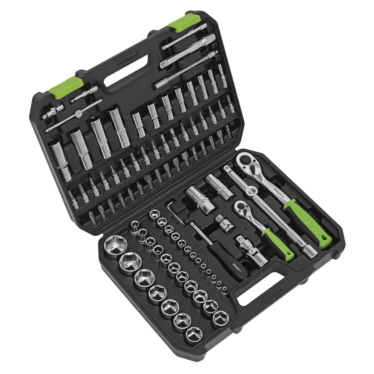 Sealey AP2200COMBOHV 6 Drawer Topchest & Rollcab Combination with Ball-Bearing Slides - Hi-Vis Green/Grey & 170pc Tool Kit