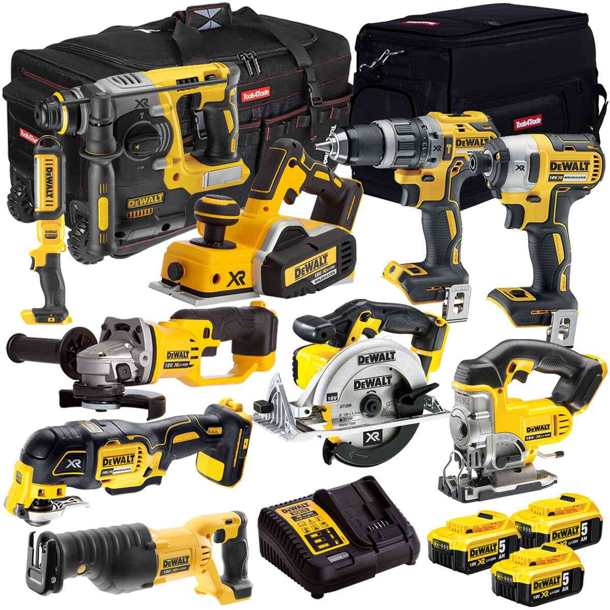 DeWalt DCKT4T10AP4 10 Piece Power Tool Kit with 3 x 5.0Ah Battery & Charger