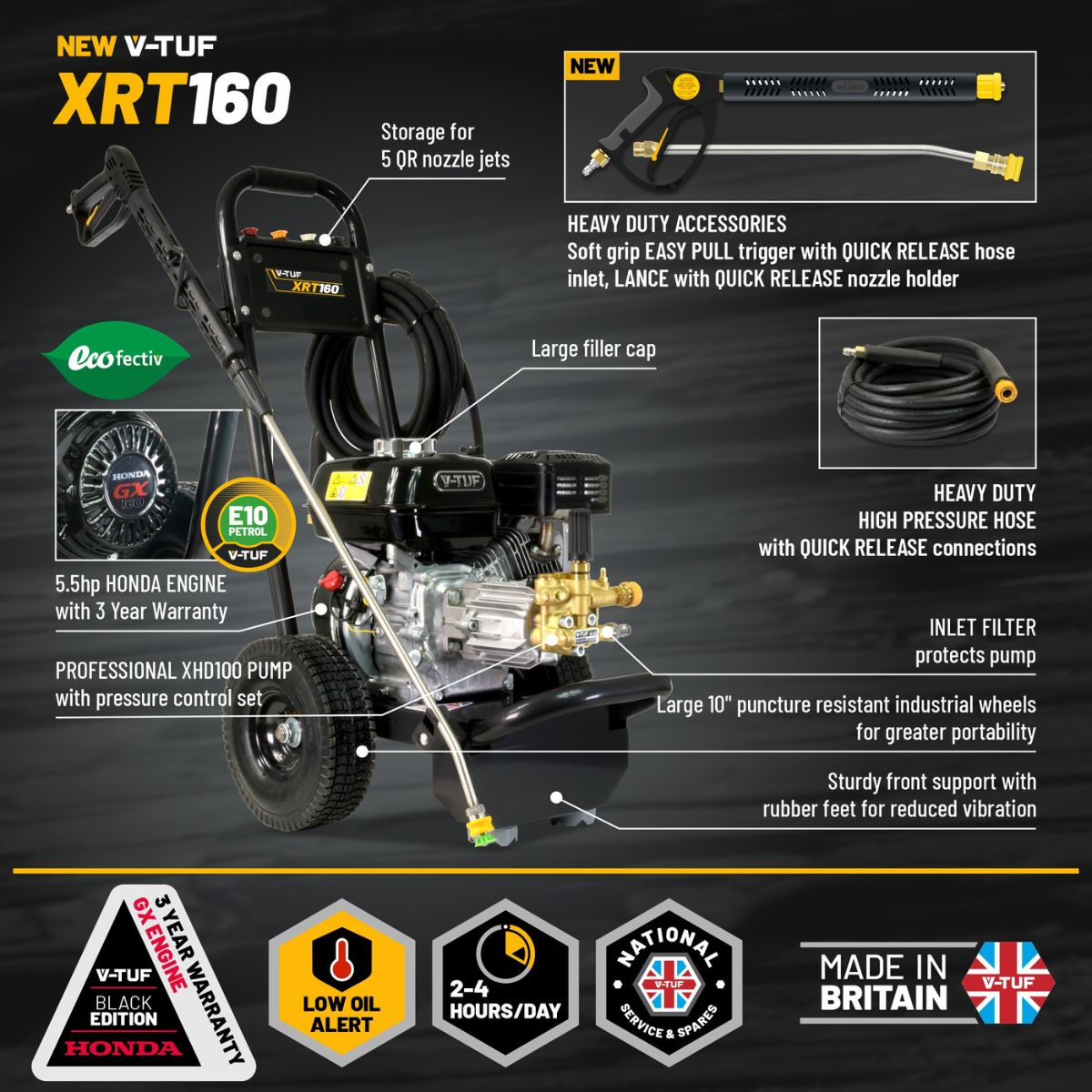 V-TUF TORRENT XRT160 Petrol Pressure Washer High Performance 12L/min for Efficient Outdoor Cleaning