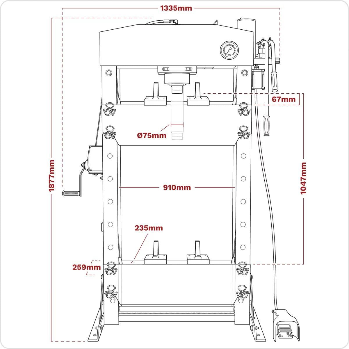 Sealey YK509FAH Air/Hydraulic Press 50 Tonne