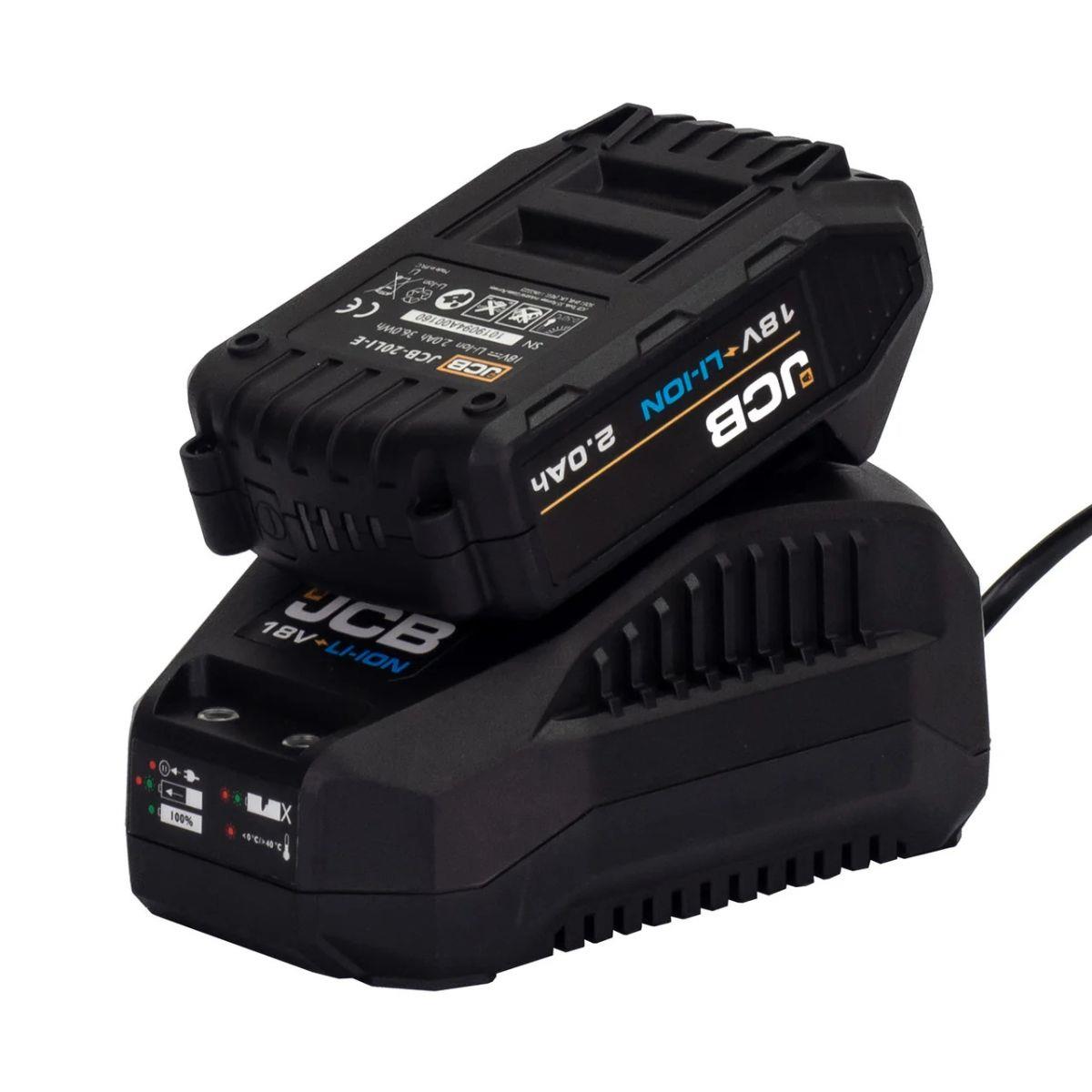 JCB 21-18BL3PK-2 18V Brushless Combi Drill, Impact Driver & Hammer Drill Kit With 2 x 2Ah Li-Ion Batteries, Charger & Kit Bag