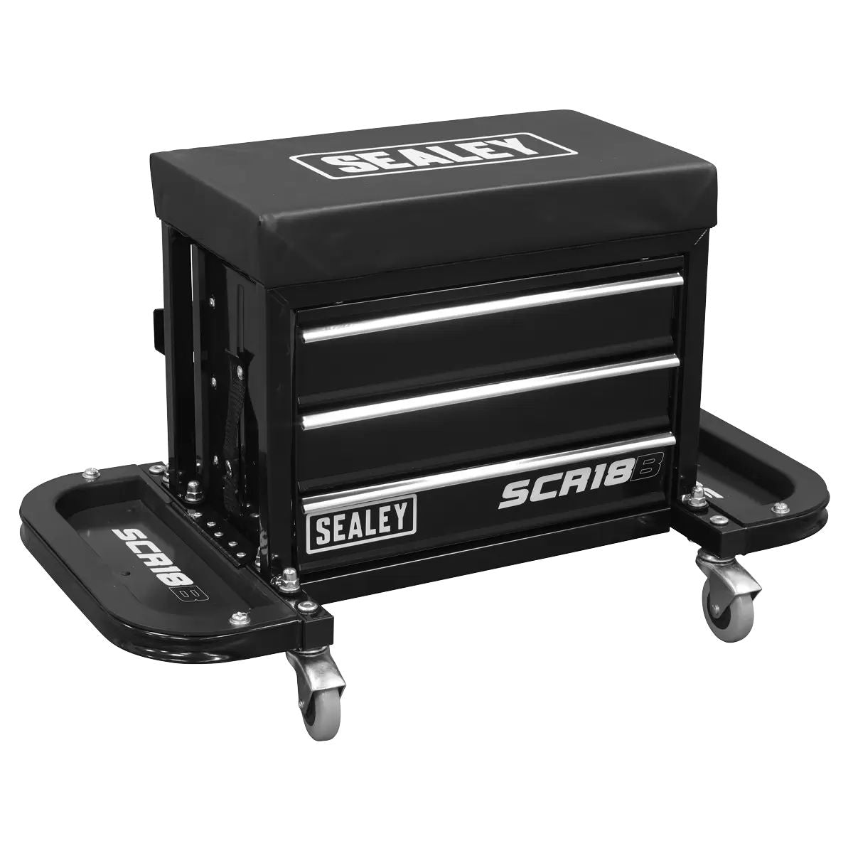 Sealey SCR18B Mechanic's Utility Seat & Toolbox-Black