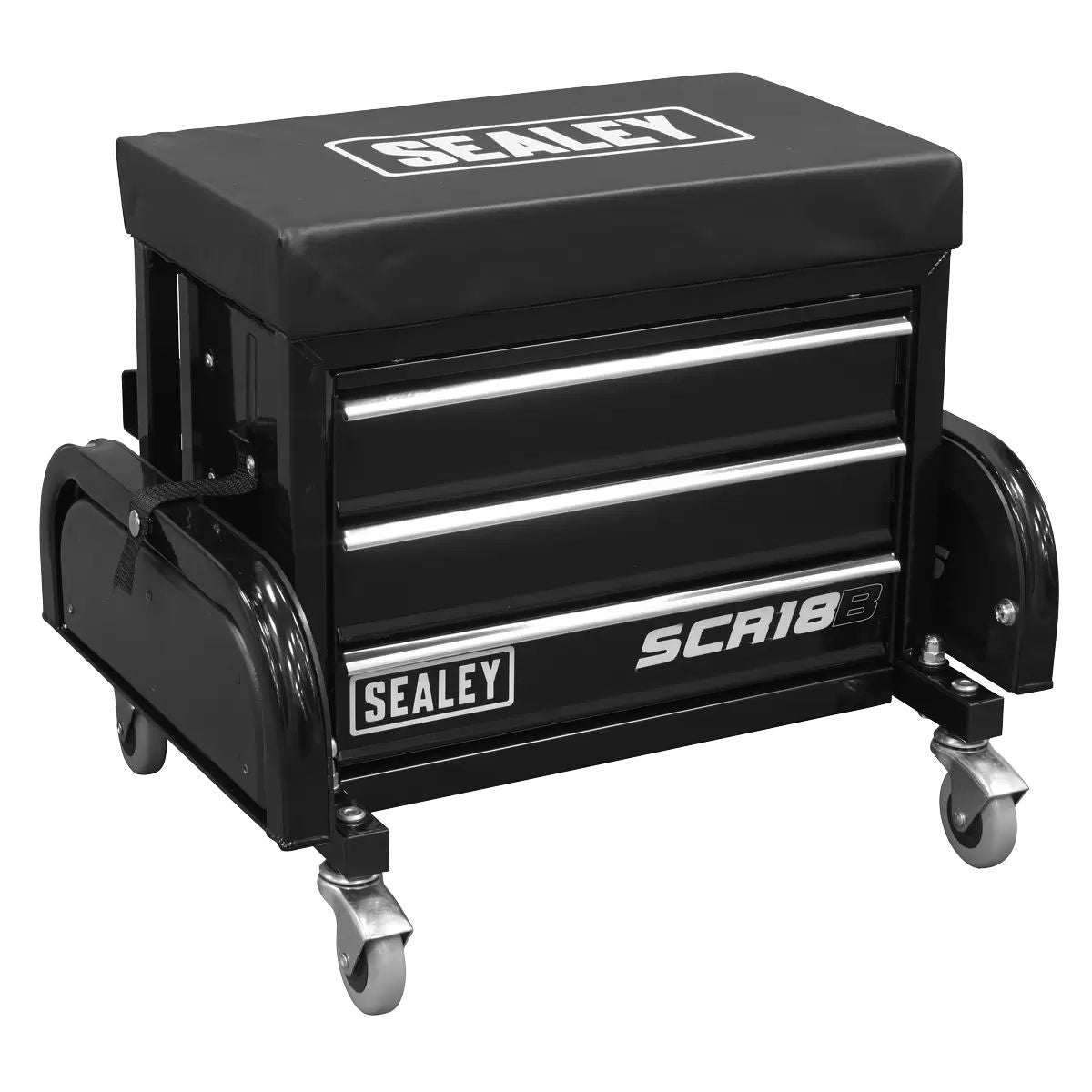 Sealey SCR18B Mechanic's Utility Seat & Toolbox-Black