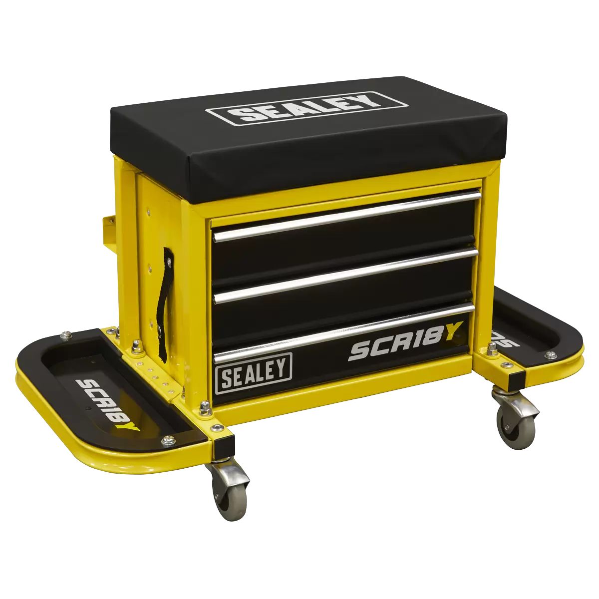 Sealey SCR18Y Mechanic's Utility Seat & Toolbox-Yellow