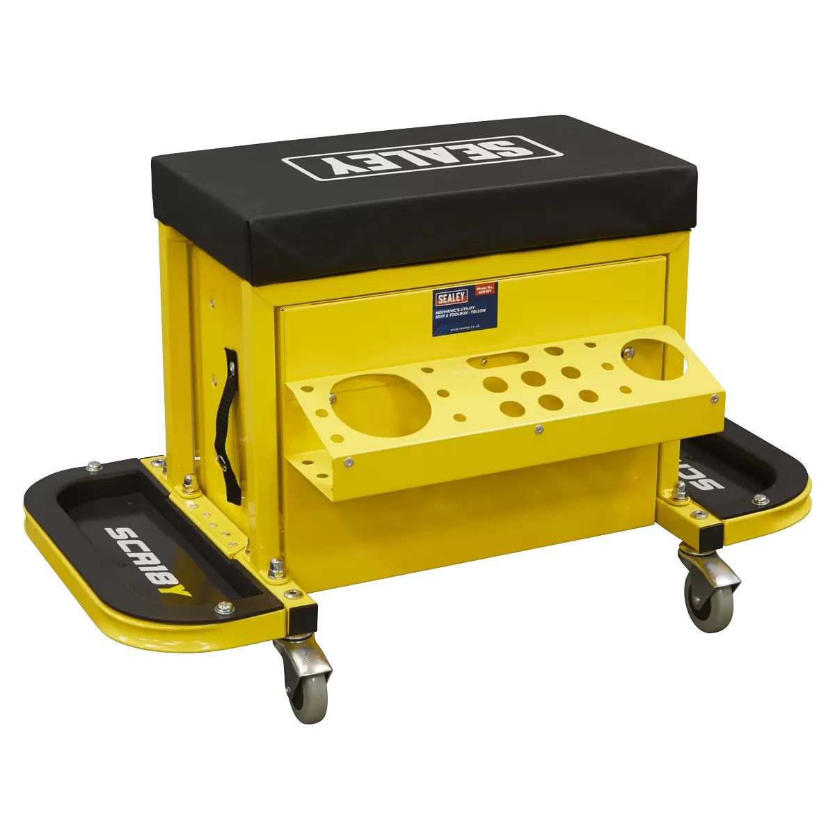 Sealey SCR18Y Mechanic's Utility Seat & Toolbox-Yellow