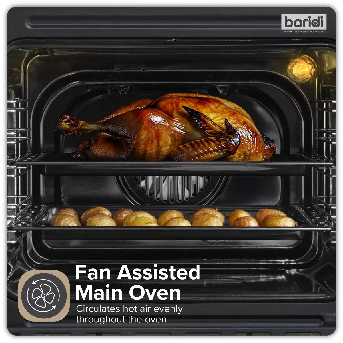 Sealey DH279 Baridi 90cm Built-In Double Oven, 88L Capacity, Energy Rating A Black 240V