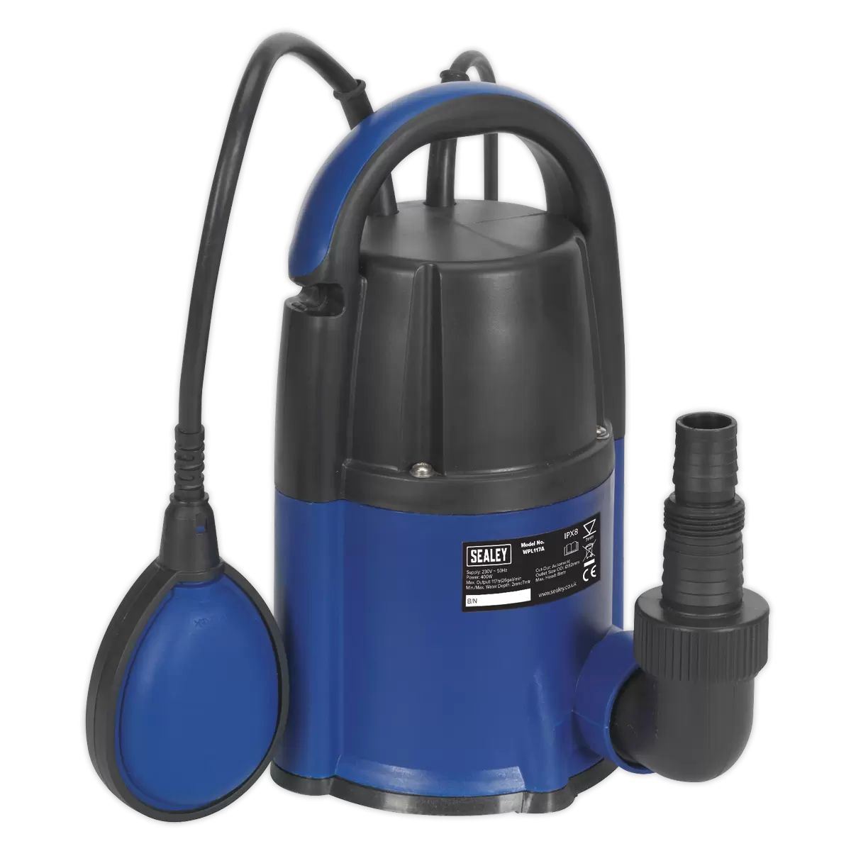 Sealey WPL117A Automatic Low Level 2mm Submersible Water Pump 240V