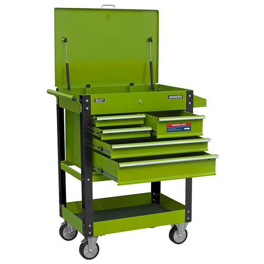 Sealey AP890MHV Heavy-Duty 5 Drawers and Lockable Top Mobile Trolley Green