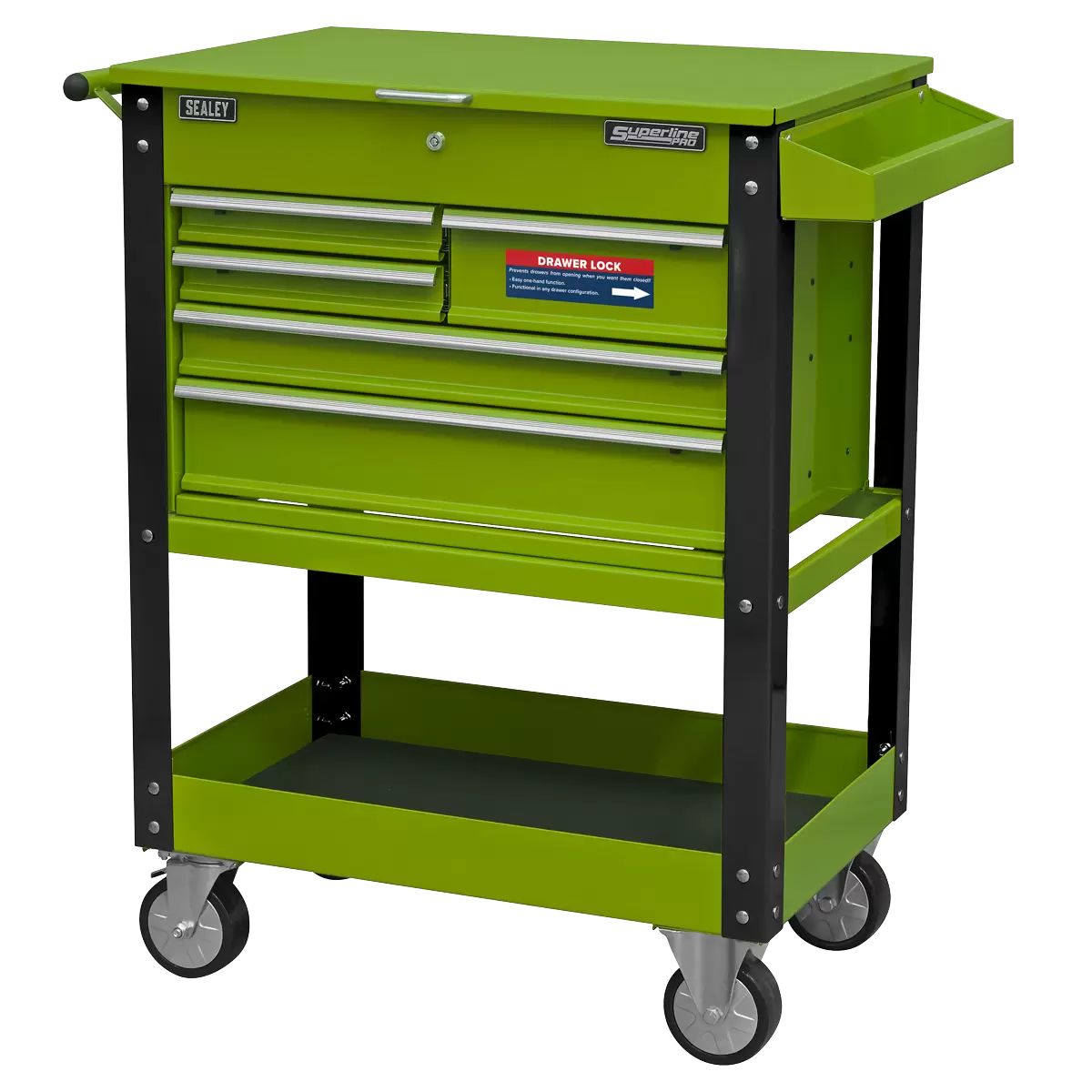 Sealey AP890MHV Heavy-Duty 5 Drawers and Lockable Top Mobile Trolley Green