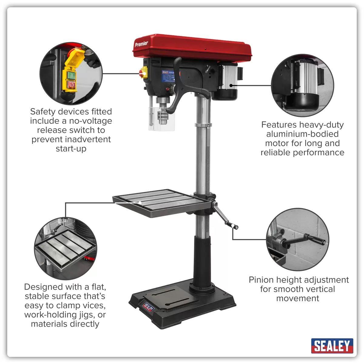 Sealey PDM260F Pillar Drill Floor 12-Speed 1710mm Height 230V