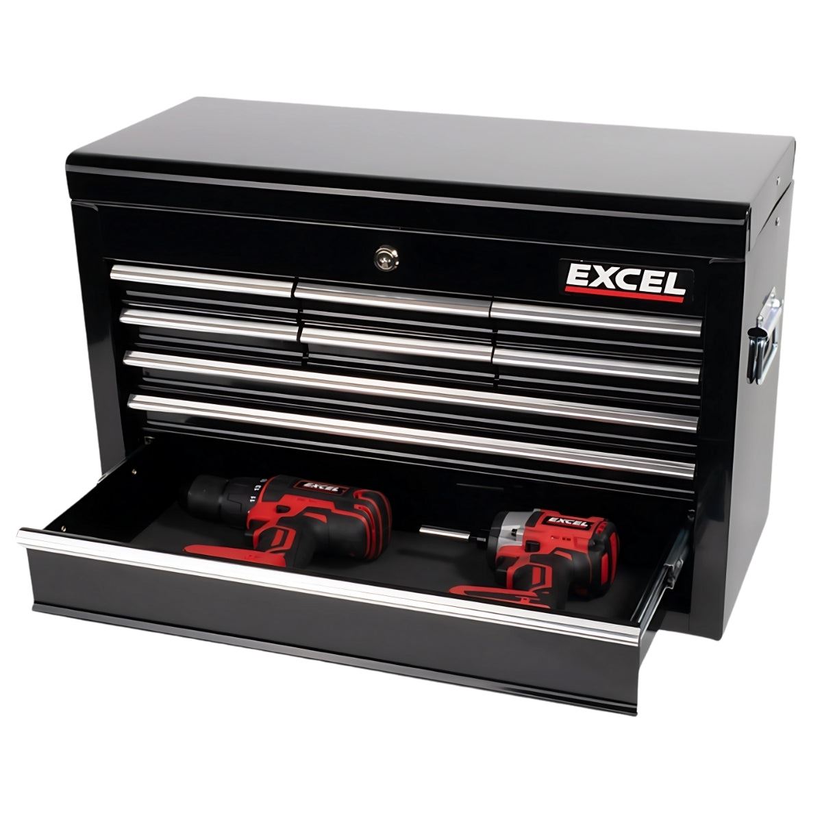 Excel 14 Drawers Tool Chest Storage Roller Cabinet Black
