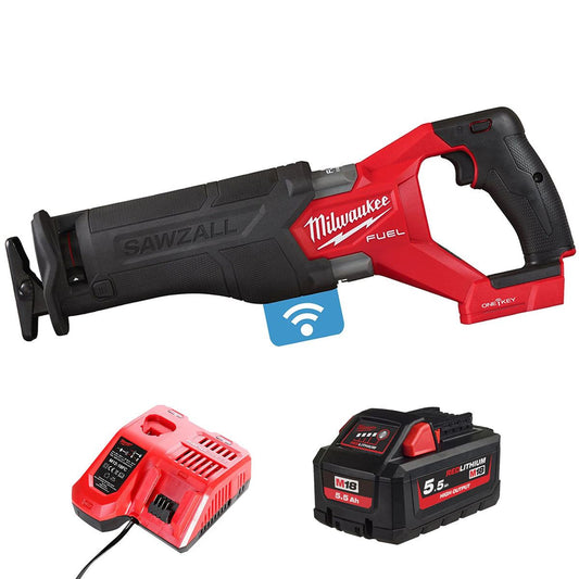 Milwaukee M18ONEFSZ-0 M18 FUEL 18V ONE-KEY Sawzall with 1 x 5.5Ah Battery & Charger