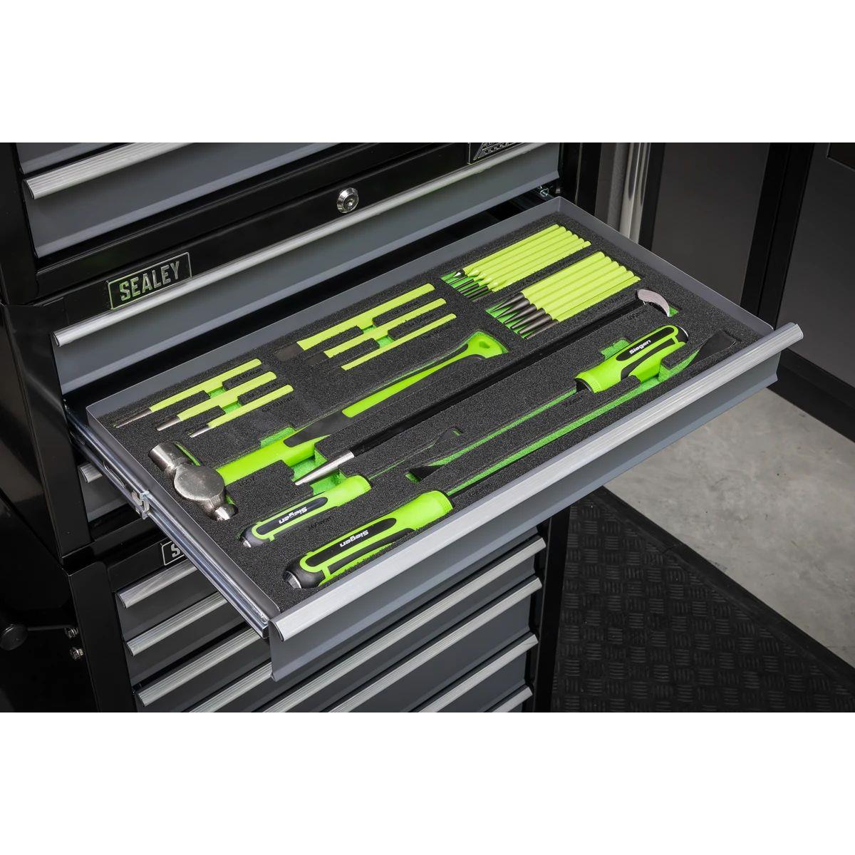 Sealey S01279 Siegen Pry Bar, Hammer & Punch Set with Tool Tray 23pc