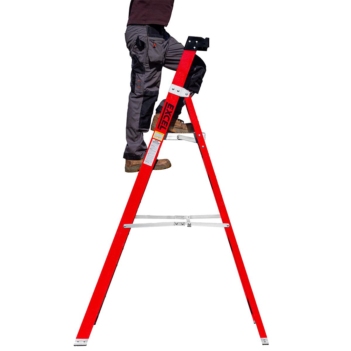 Excel Electricians Fibreglass Platform Step Ladder 6 Tread 2.04m EN131