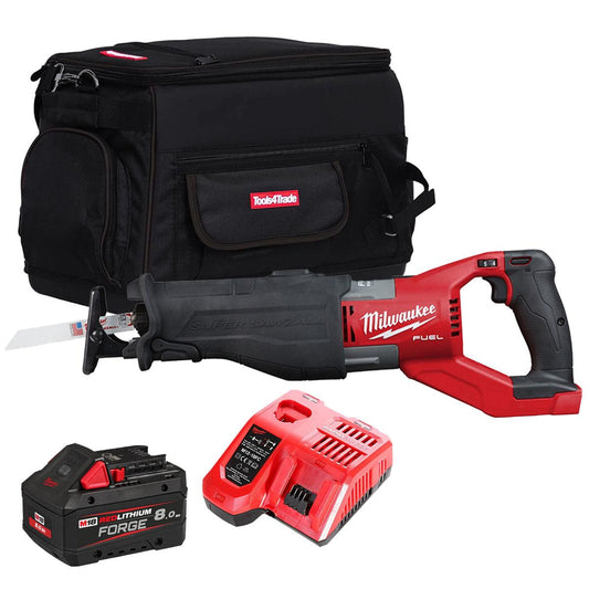 Milwaukee M18FSX-0 18V M18 FUEL Sawzall Reciprocating Saw with 1 x 8.0Ah Battery Charger & Bag