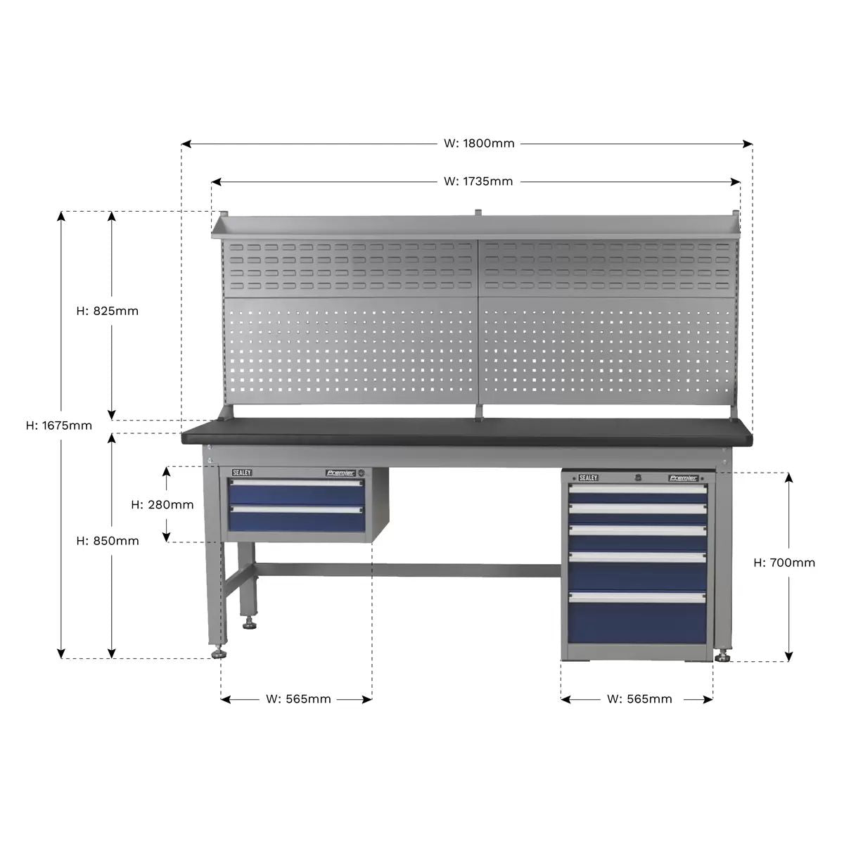 Sealey API1800COMB02 1.8m Complete Industrial Workstation Cabinet Combo